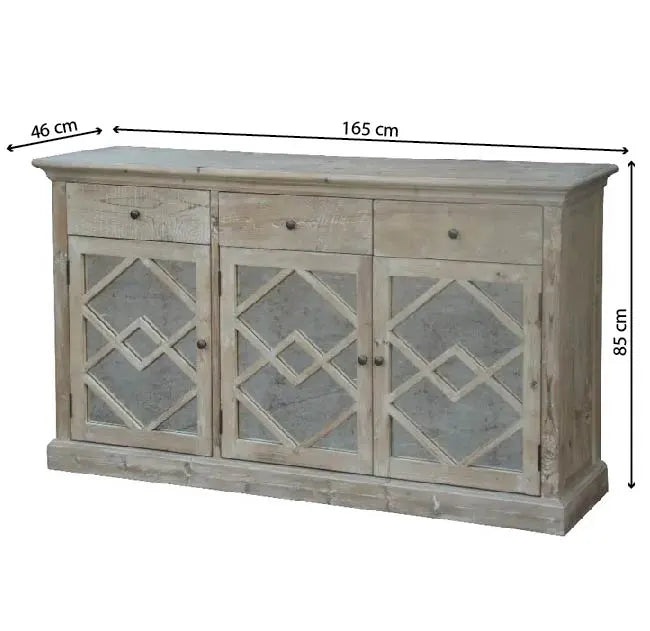 Carved 3-Door Sideboard with 3 Drawers