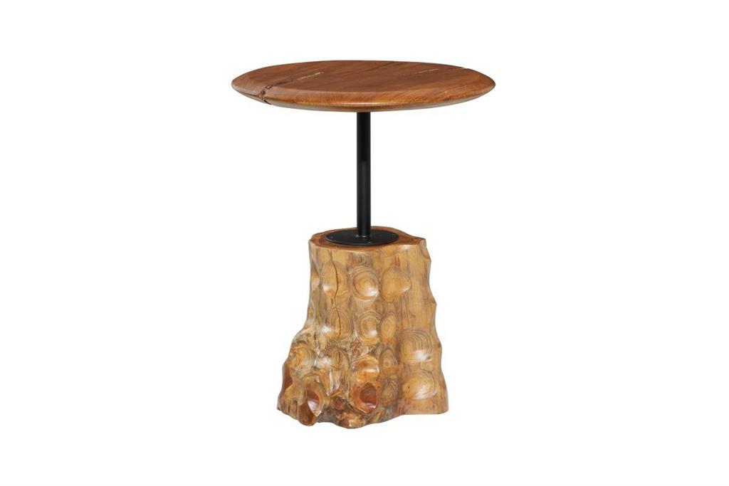 Brown Teak Wood Contemporary Accent Table 18"W, 23"H