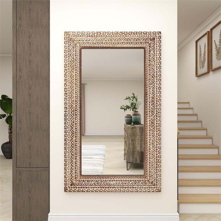 Brown Farmhouse Wall Mirror, 36"x 1"x 59"