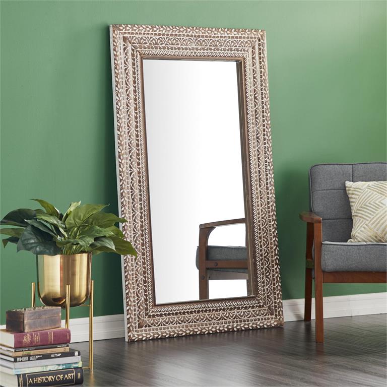 Brown Farmhouse Wall Mirror, 36"x 1"x 59"