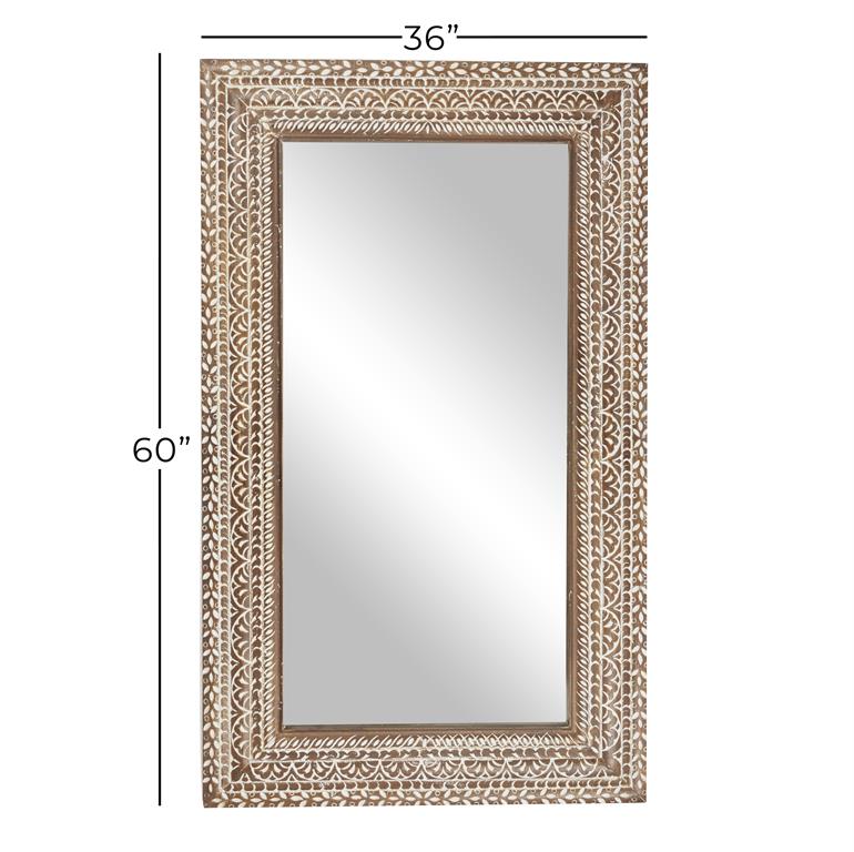 Brown Farmhouse Wall Mirror, 36"x 1"x 59"