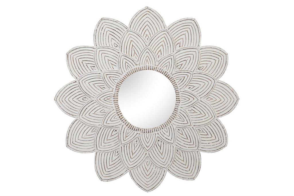 White Wood Vintage Wall Mirror 47.5"D