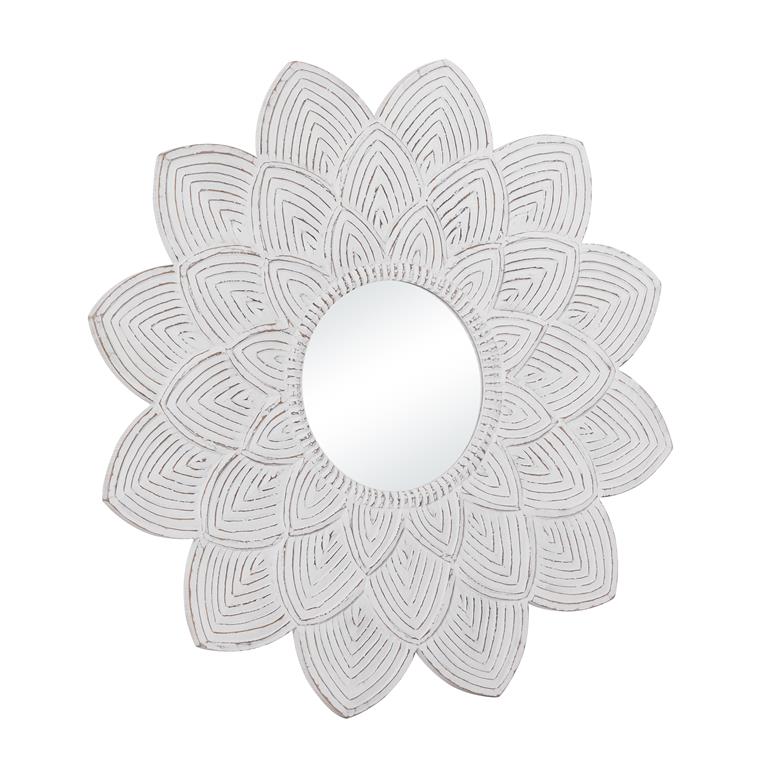 White Wood Vintage Wall Mirror 47.5"D