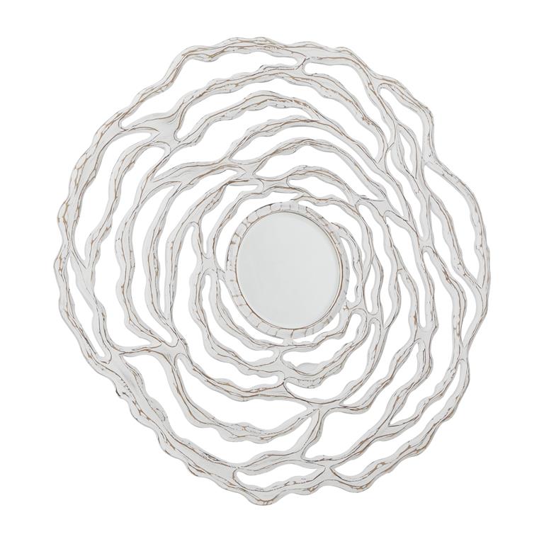 White Wood Coastal Wall Mirror 45"D