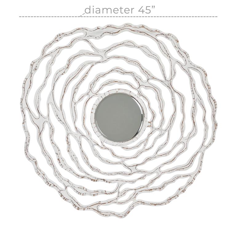 White Wood Coastal Wall Mirror 45"D