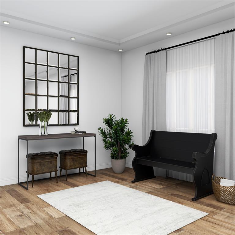 Black Wood Farmhouse Outdoor Bench 50"W, 36"H