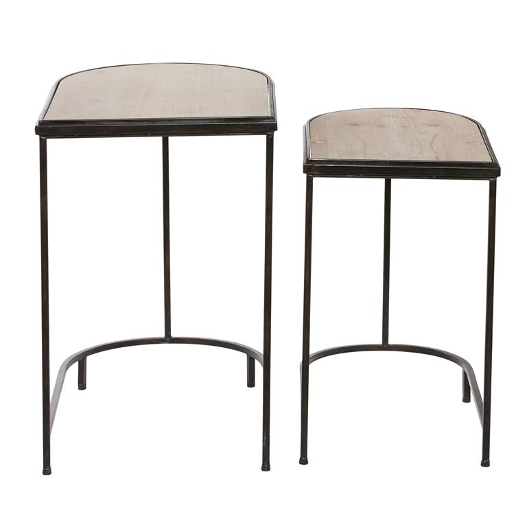 Metal Wood Nested Table, 22"H