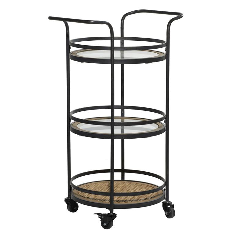 35" Brown Industrial Metal Bar Cart