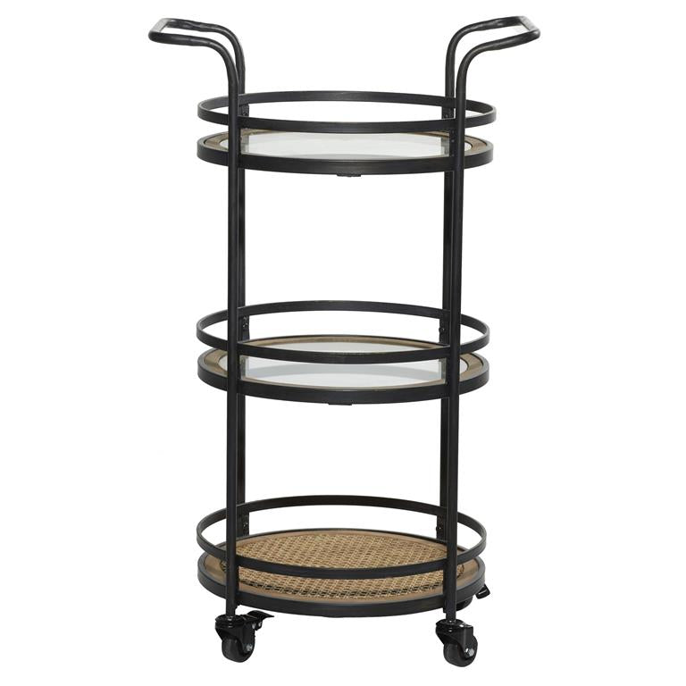 35" Brown Industrial Metal Bar Cart