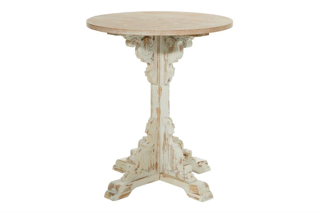 White Wood Farmhouse Accent Table 26"W, 29"H