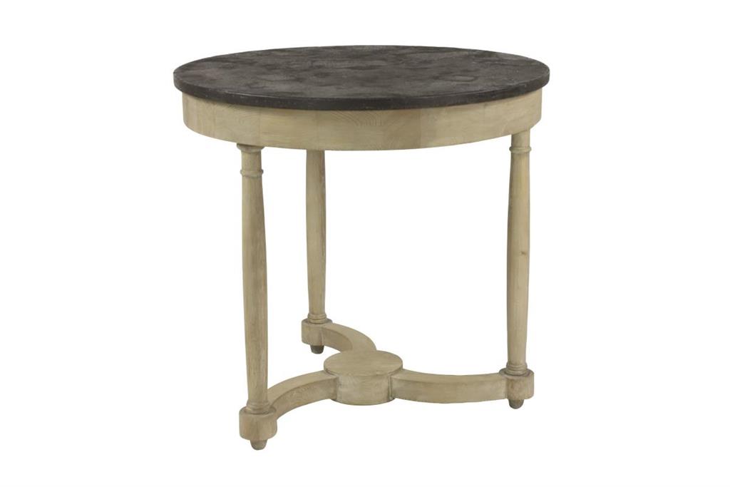 Gray Bluestone and Oak Accent Table 31"W, 30"H