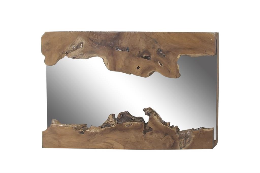 Brown Teak Wall Mirror 48" H