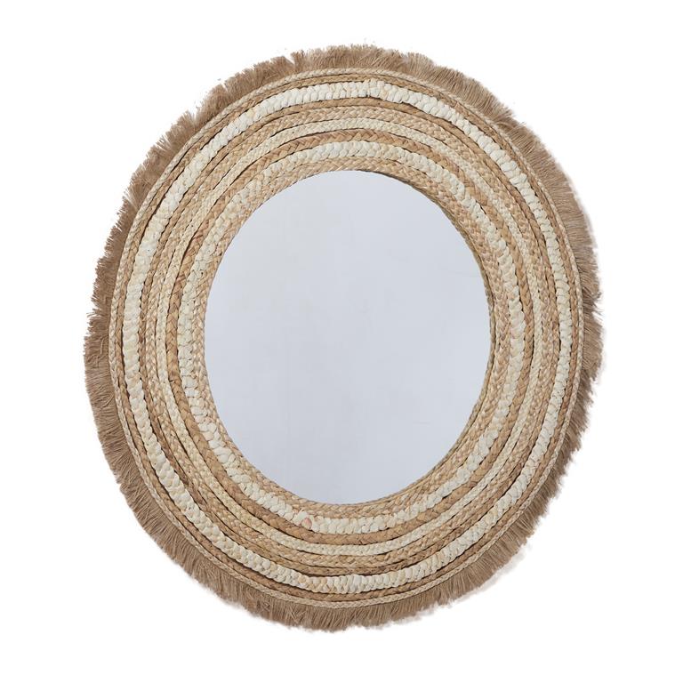 Beige MDF Bohemian Wall Mirror 38"D