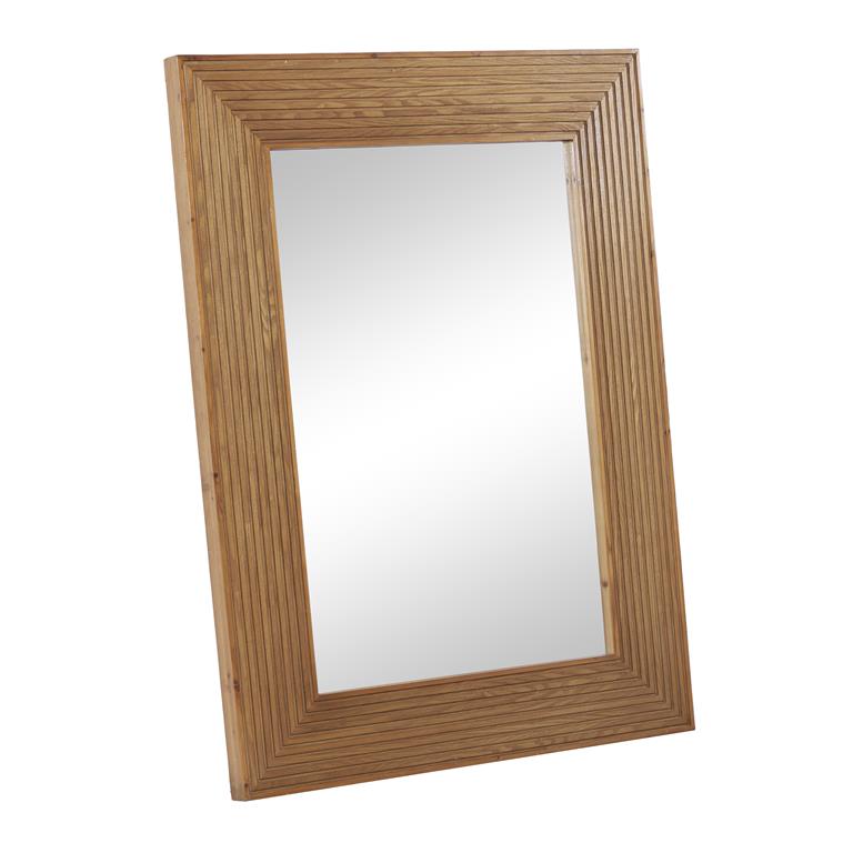 48" x 36" Brown Wood Traditional Rectangle Wall Mirror