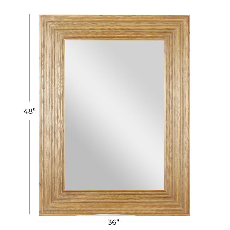 48" x 36" Brown Wood Traditional Rectangle Wall Mirror