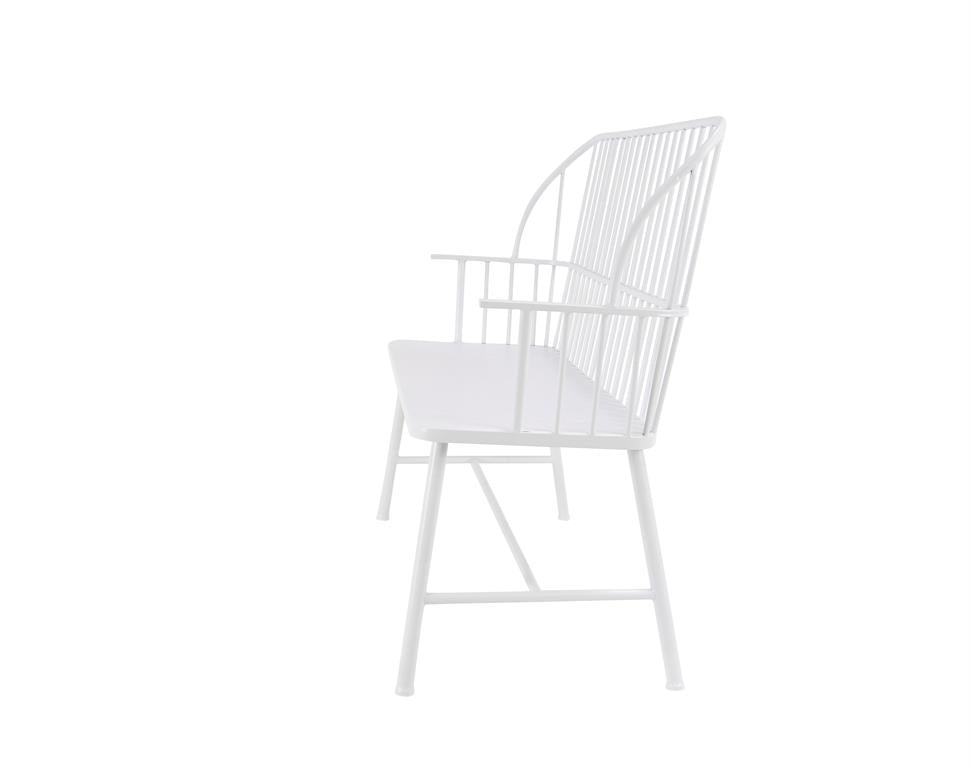White Metal Farmhouse Outdoor Bench 48"W, 38"H