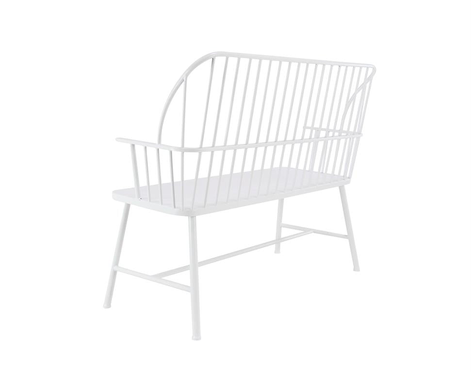 White Metal Farmhouse Outdoor Bench 48"W, 38"H