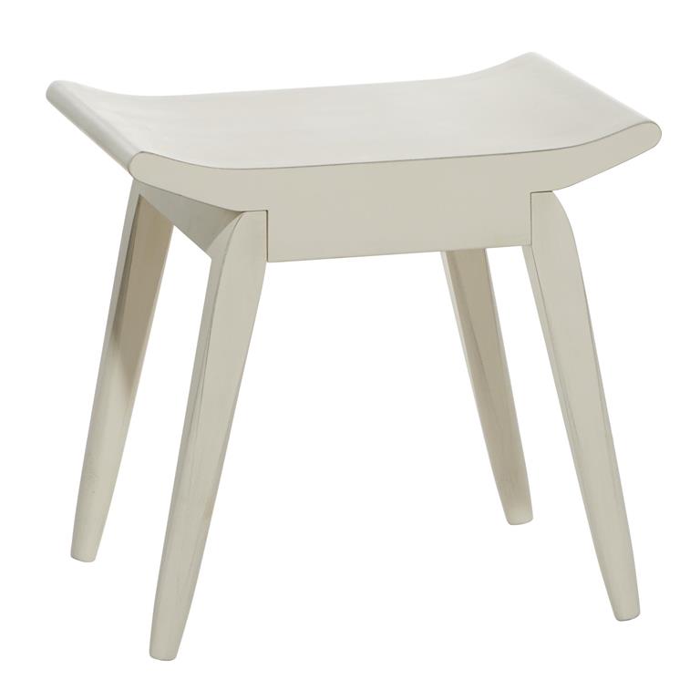 White Wood Traditional Stool 19"W, 17"H