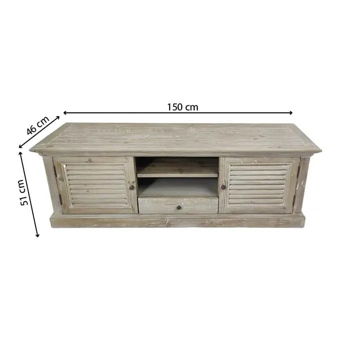 Rustic White Tv Stand With 2 Doors