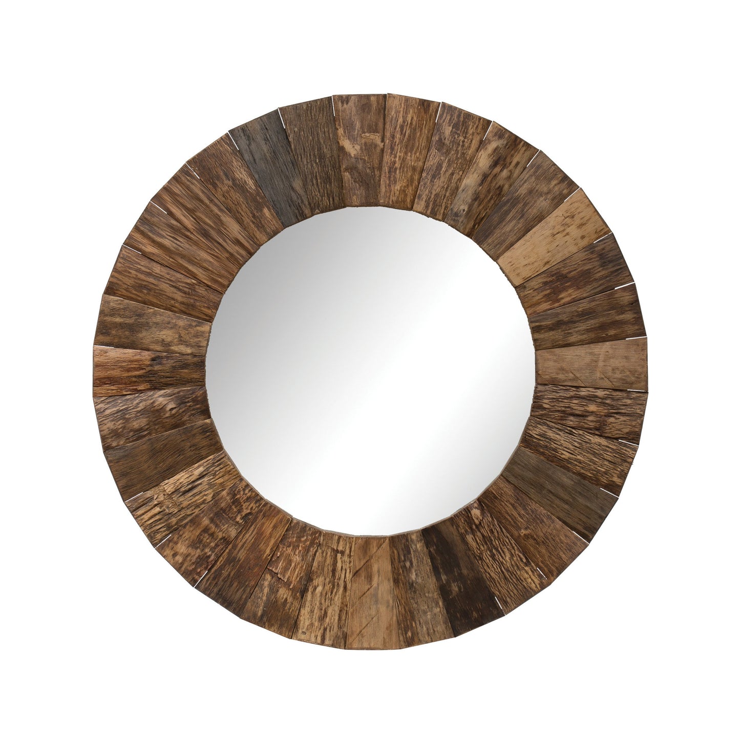 47" Round Wood Framed Wall Mirror