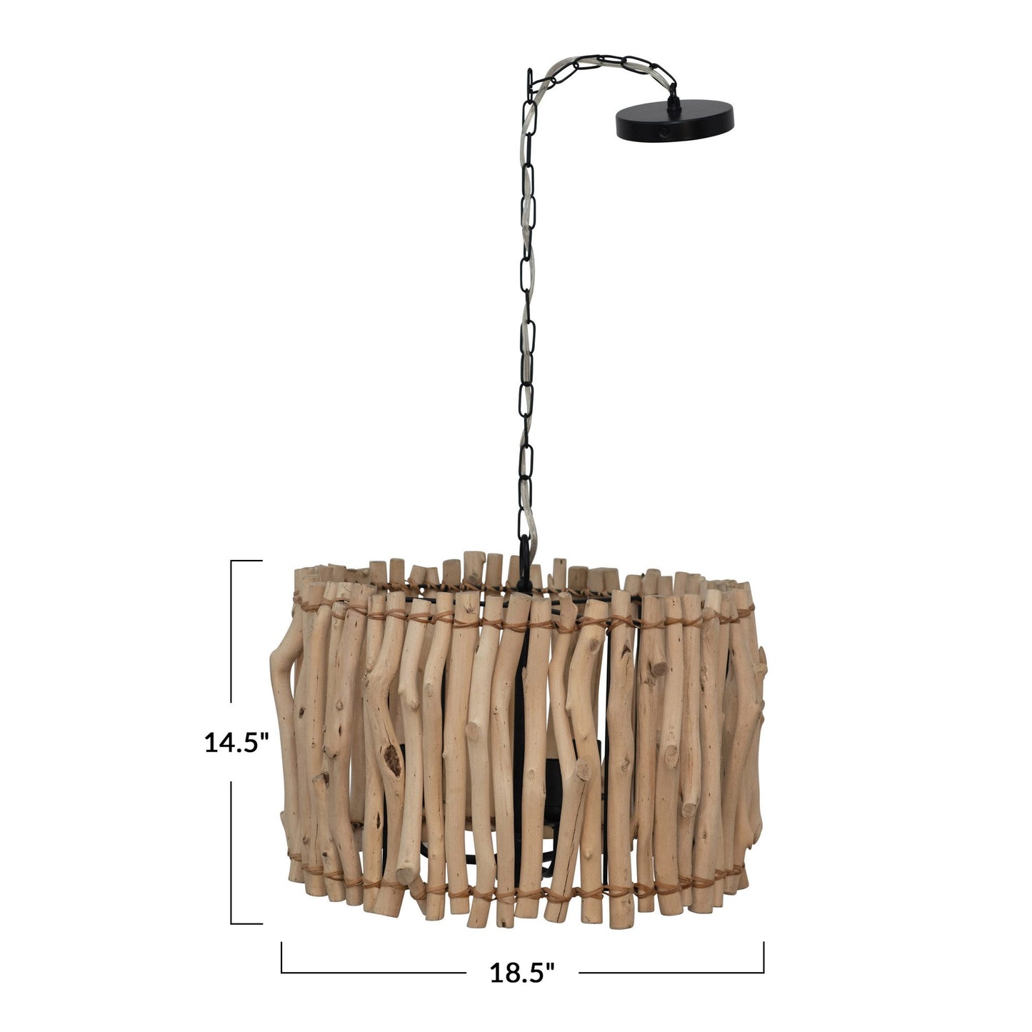 Round Driftwood Pendant Lamp with 3 Lights