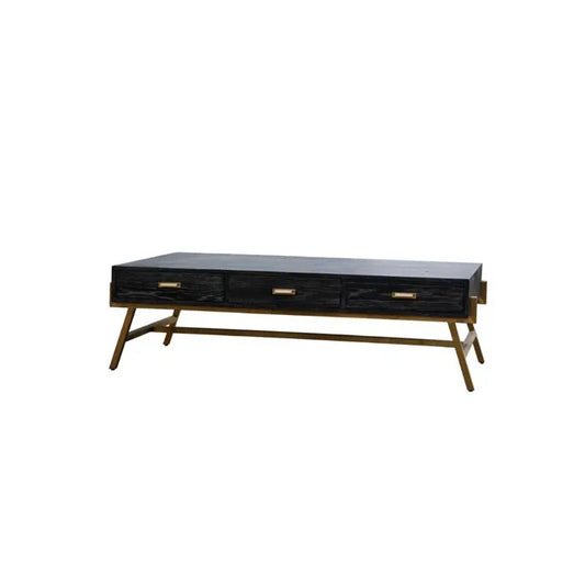 Modern Black Rectangular Coffee Table With Drawers