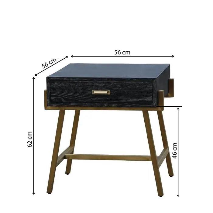 Black Wood Side Table With Gold Legs