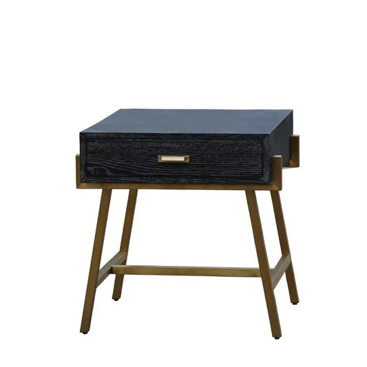 Black Wood Side Table With Gold Legs