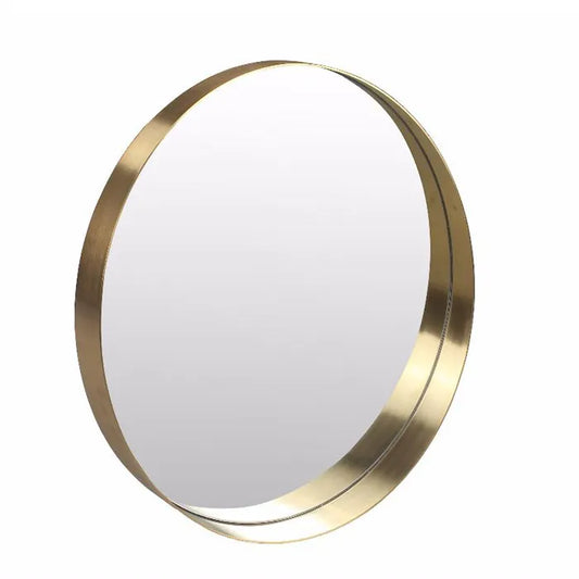 Round Mirror With Deep Golden Brass Frame