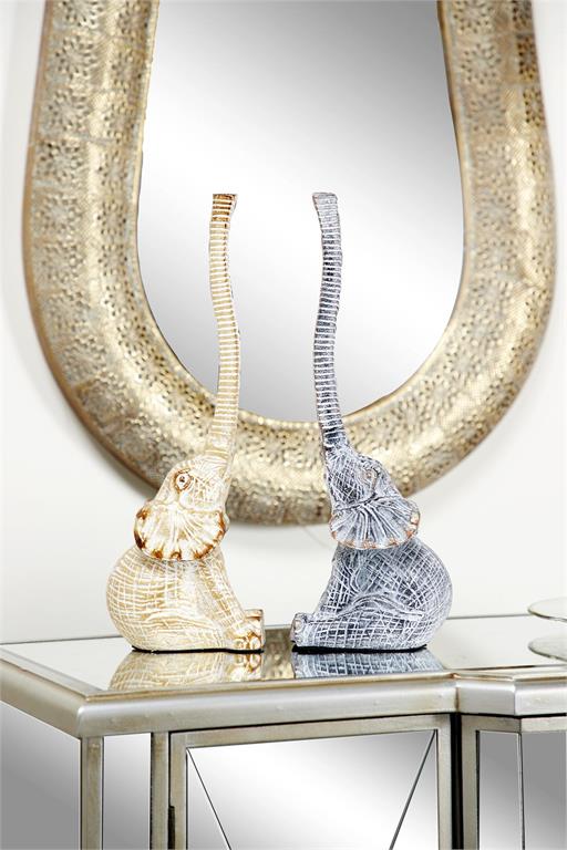 Metal Eclectic Elephant Sculpture  Set of 2