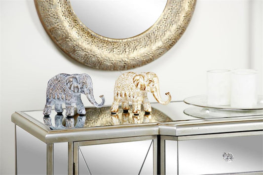 Multi Colored Metal Elephant Sculpture S/2 7"W, 5"H