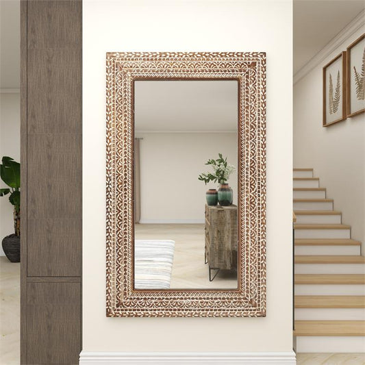 Brown Farmhouse Wall Mirror, 36"x 1"x 59"