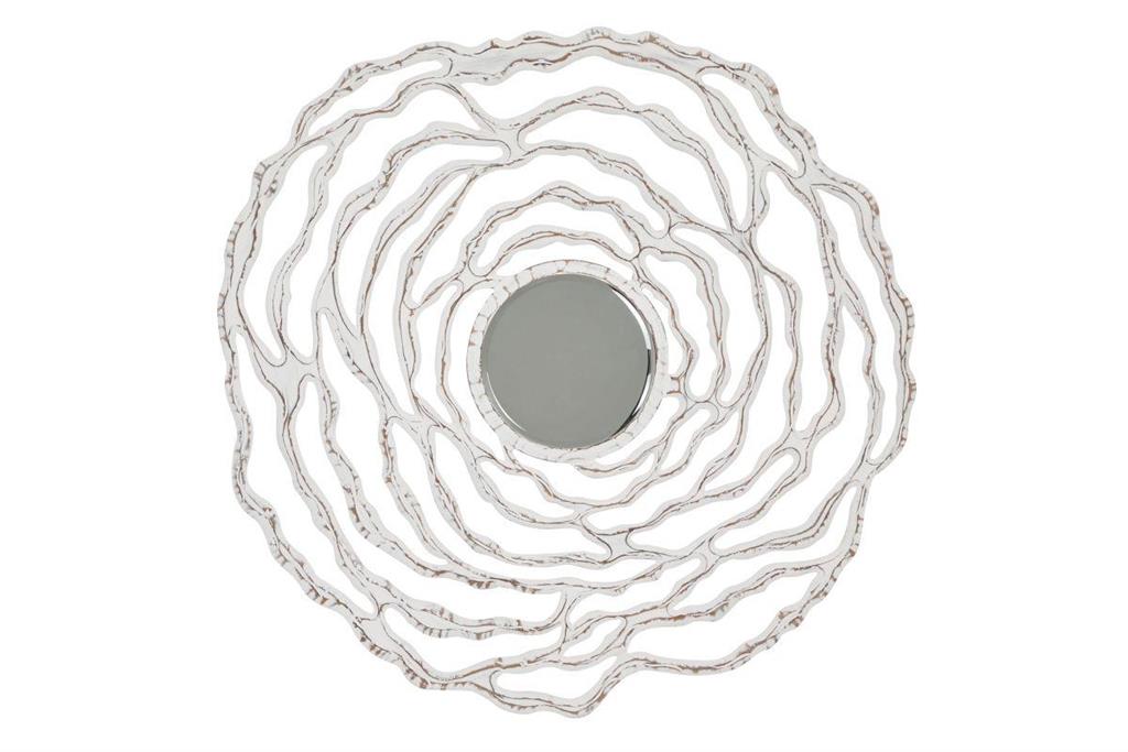 White Wood Coastal Wall Mirror 45"D