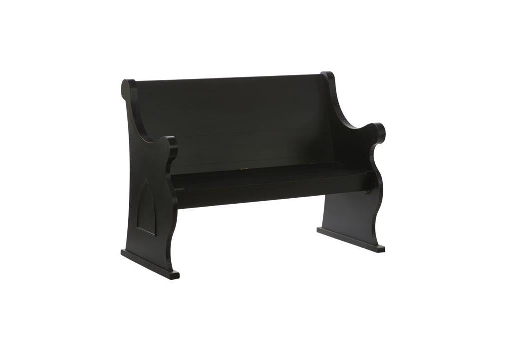 Black Wood Farmhouse Outdoor Bench 50"W, 36"H