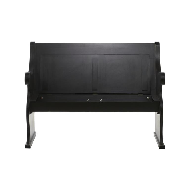 Black Wood Farmhouse Outdoor Bench 50"W, 36"H