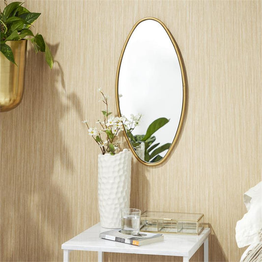20 in. x 17 in. Gold Wood Glam Irregular Wall Mirror Set of 4