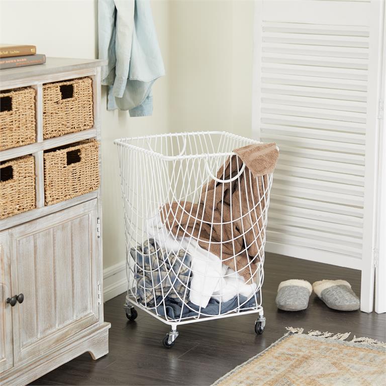 White Metal Industrial Storage Cart 17"W,24"H