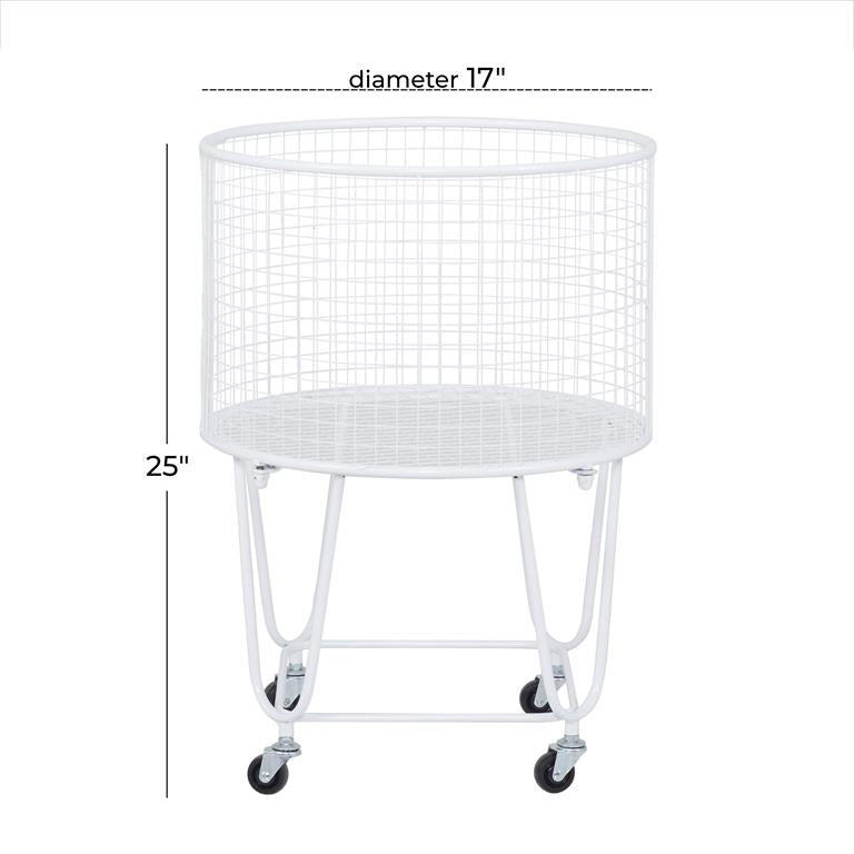 White Metal Industrial Storage Cart 18"W,24"H