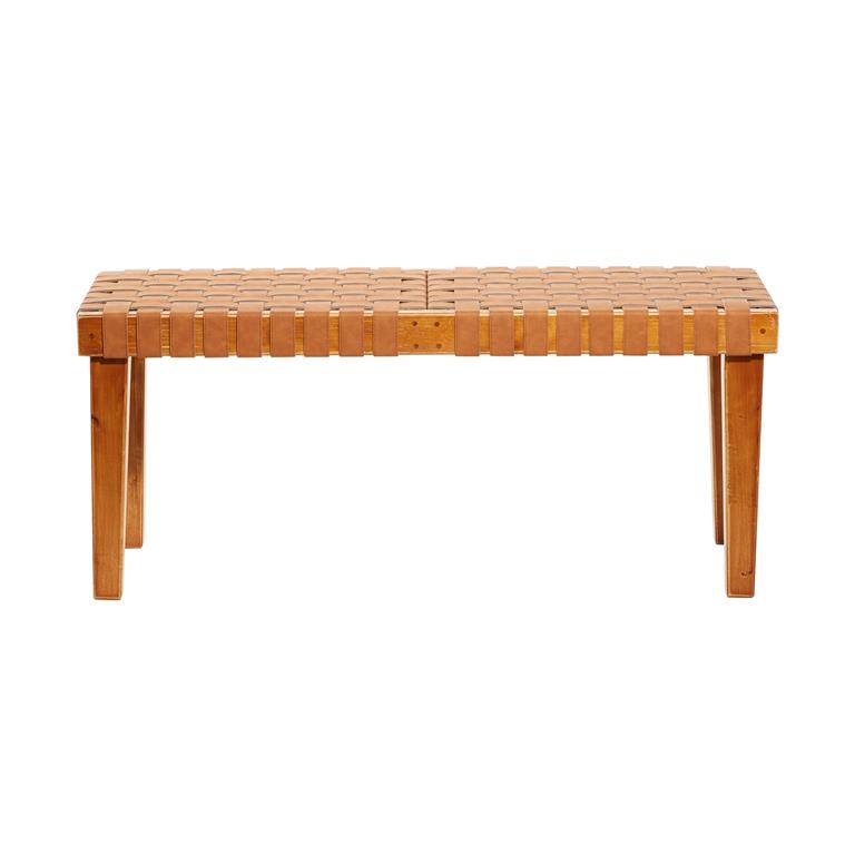 Brown Rustic Wood Bench 45"W, 19"H