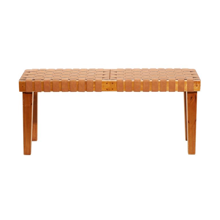 Brown Rustic Wood Bench 45"W, 19"H