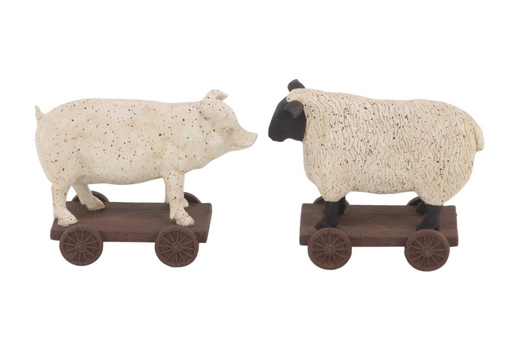 White Polystone Farmhouse Farm Animal Sculpture 8"W,6"H
