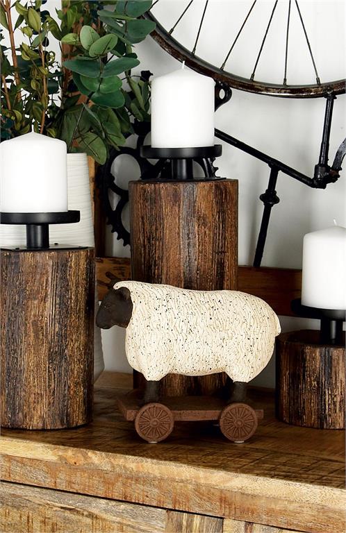 White Polystone Farmhouse Farm Animal Sculpture 8"W,6"H