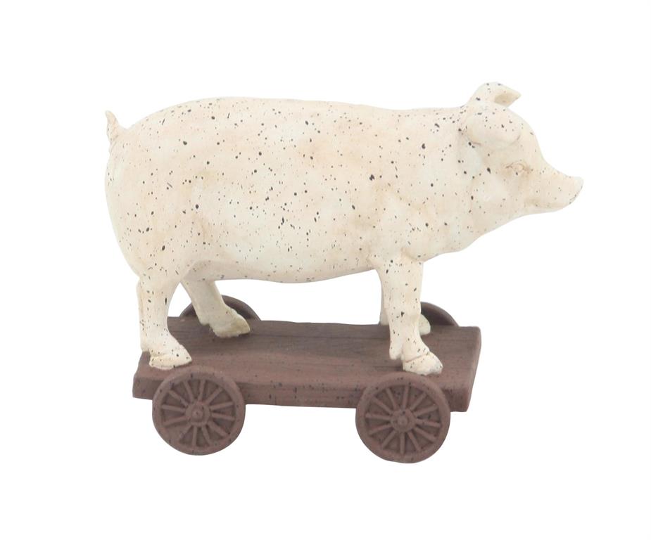 White Polystone Farmhouse Farm Animal Sculpture 8"W,6"H
