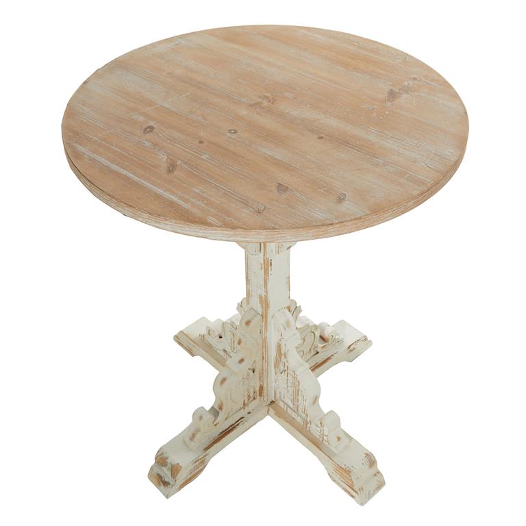 White Wood Farmhouse Accent Table 26"W, 29"H
