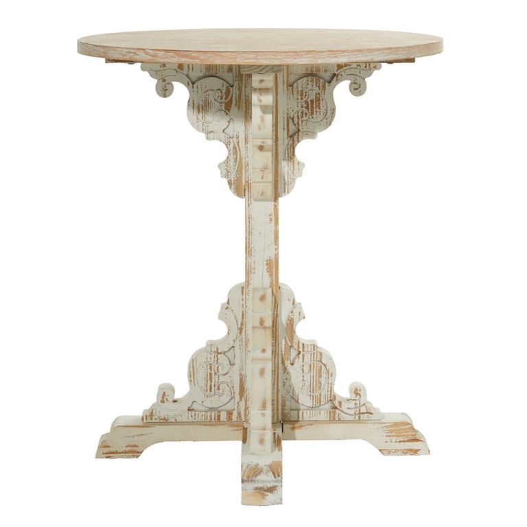 White Wood Farmhouse Accent Table 26"W, 29"H
