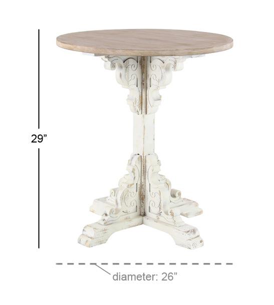 White Wood Farmhouse Accent Table 26"W, 29"H