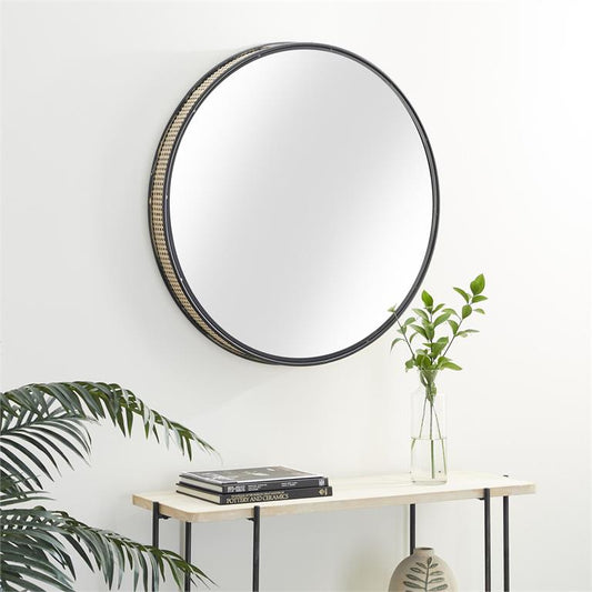 Modern Metal Round Wall Mirror 31.5"D