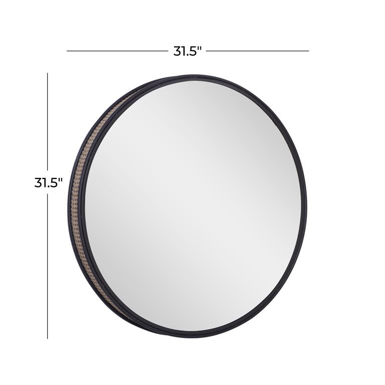 Modern Metal Round Wall Mirror 31.5"D