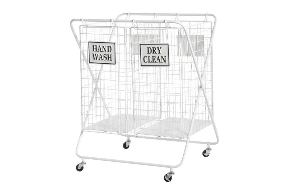 White Metal Farmhouse Double Basket 25"W,32"H