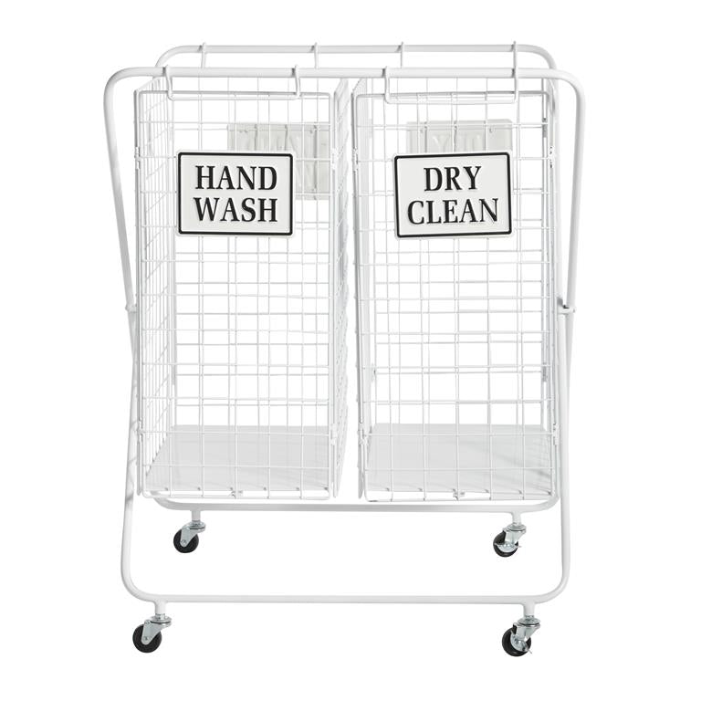 White Metal Farmhouse Double Basket 25"W,32"H